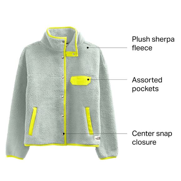 The North Face Fleece Jacket Cragmont Gray SIze XS Snap Closure Oversize - Picture 1 of 6